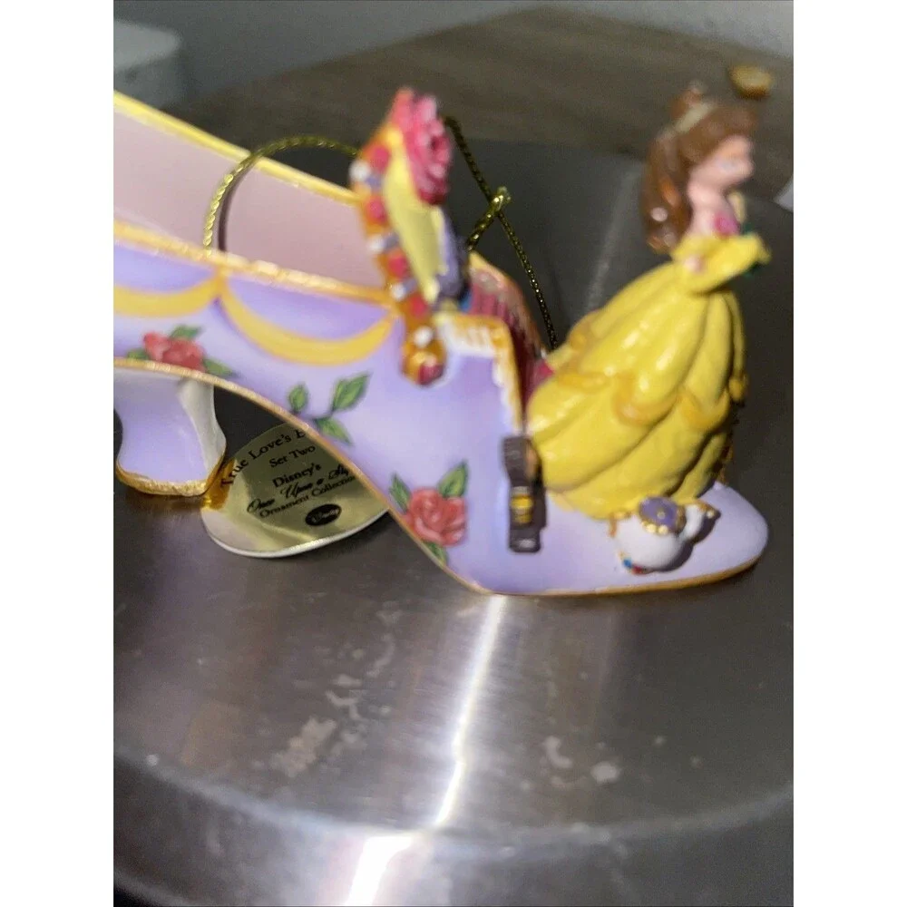 Bradford Exchange Disney Once Upon A Slipper BELLE 'True Loves Blossom' EUC